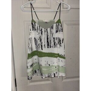 Kenar Black White And Green Abstract Small Cami